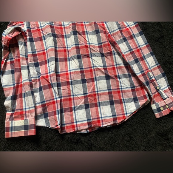 EXPRESS Men’s Red/ Blue Plaid Button-Down Modern Fit Shirt Sz S(14-14.5)PreOwned - Picture 5 of 11